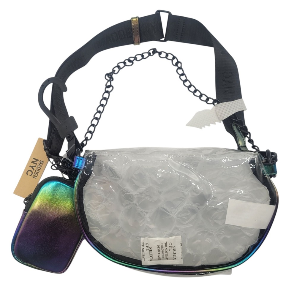 Steve Madden NYC Iridescent Womans Clear Hobo Crossbody Stadium & Arena Approved - Picture 4 of 7